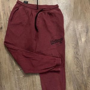 Maroon Taupe Wine Volcom Large Men Sweatpants Joggers
